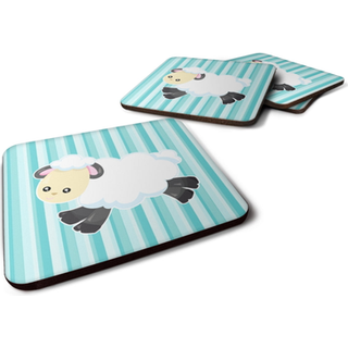 """" Caroline's Treasures får på Blue Stripes Foam Coaster Set på 4 3,5 multicolor """"