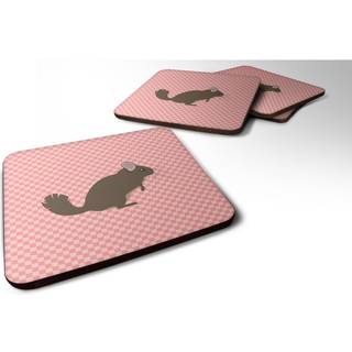 """" Caroline's Treasures Chinchilla Pink Check Decorative Coasters 3.5 Multicolor """"