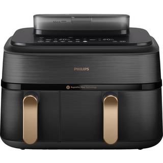 Philips 5000 Series Dual Basket airfryer med damp NA552/00 (sort) - På lager i butik