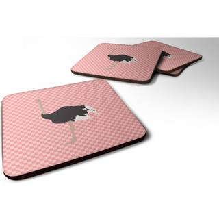 """" Caroline's Treasures Common Ostrich Pink Check Decorative Coasters 3.5 """" """" Multicolor """"