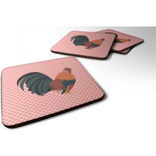 """" Caroline's Treasures Dutch Bantam Chicken Pink Check Decorative Coasters 3.5 """" ""Multicolor"" ""