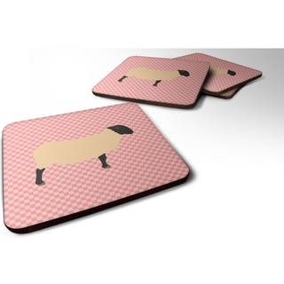 """" Caroline's Treasures Suffolk Sheep Pink Check Check Decorative Coasters 3.5 Multicolor """"