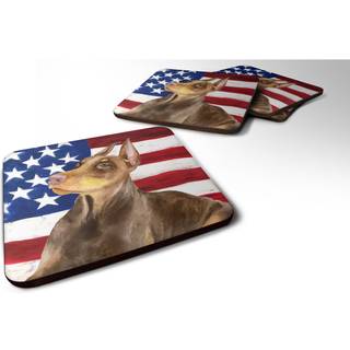 """" Caroline's Treasures Doberman Pinscher Patriotic Decorative Coasters Multicolor """"