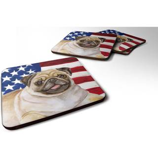 """" Caroline's Treasures Fawn Pug Patriotic Decorative Coasters multicolor """"