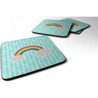 """" Caroline's Treasures Rainbow in Clouds Foam Coaster Set på 4 3,5 multicolor """"
