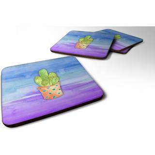 """" Caroline's Treasures Cactus Blue and Purple Watercolor Decorative Coasters 3.5 Multicolor """"