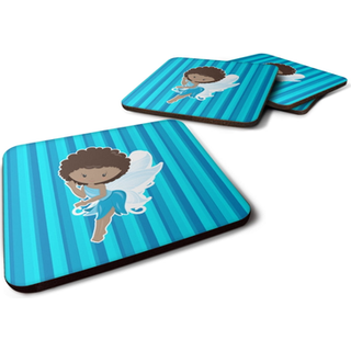 """" Caroline's Treasures Fairy Blue Stripes Foam Coaster 3.5 """" """" Multicolor """"
