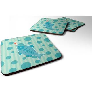 """" Caroline's Treasures Polkadot Fish Foam Coaster Set på 4 3,5 multicolor """"