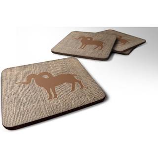 """" Caroline's Treasures BB1007-BL-BN-FC Sheep Burlap og Brown Foam Coasters (Sæt på 4) 3,5 """" ""H X 3,5"" """" ""W Multicolor"" ""