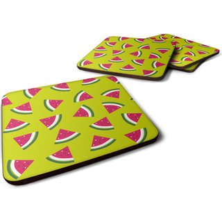 """" Caroline's Treasures Watermelon på Lime Green Foam Coaster Set på 4 3,5 multicolor """"