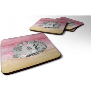 """" Caroline's Treasures Sleeping Grey Cat Watercolor Decorative Coasters 3.5 Multicolor """"