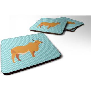 """" Caroline's Treasures Zebu Indicine Cow Blue Check Dekorative Coasters 3.5 Multicolor """"
