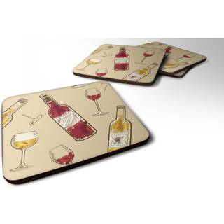 """" Caroline's Treasures Red & White Wine Foam Coaster Set på 4 3,5 multicolor """"