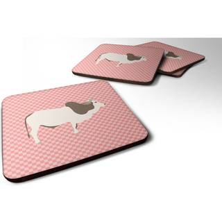 """" Caroline's Treasures Malvi Cow Pink Check Decorative Coasters 3.5 Multicolor """"