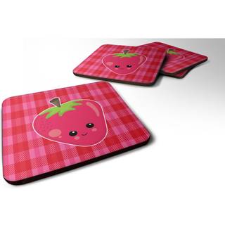 """" Caroline's Treasures Strawberry Face Foam Coaster Set på 4 3,5 multicolor """"