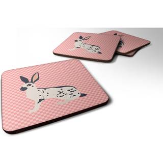 """" Caroline's Treasures English Spot Rabbit Pink Check Decorative Coasters 3.5 Multicolor """"