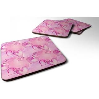 """" Caroline's Treasures Watercolor Hot Pink Hearts Decorative Coasters 3.5 Multicolor """"