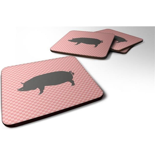"""" Caroline's Treasures Berkshire Pig Pink Check Decorative Coasters 3.5 Multicolor """"