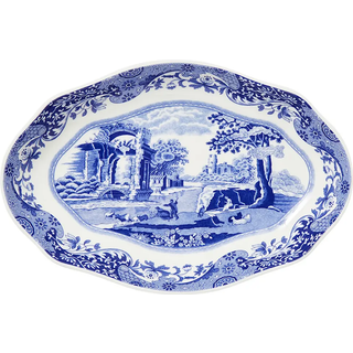 Spode Blue Italian fed oval 14x21 cm Blå-hvid