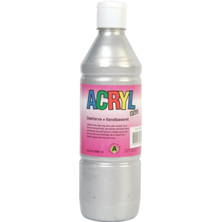 Akrylmaling - metallic 500ml - sølv - 1 stk