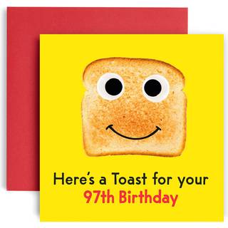 HUXTERS 97 -?rs f?dselsdagskort - Sjove f?dselsdagskort til kvinder og m?nd - Herre A Toast Tillykke med f?dselsdagskort - Paper Birthday Card ti