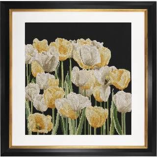Thea Gouverneur - Tællet Cross Stitch Kit - Tulipaner - Aida Black - 14 Count - Embroidery Kit til voksne - DMC Broderingstråde og andre tværstin