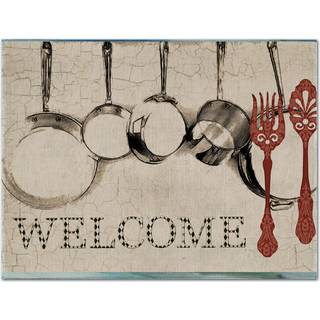 """" Caroline's Treasures SB3087PLMT Pots and Pans Velkommen Fabric Placemat multicolor """"