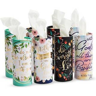 Zodaca 8-Pack Car Tissues Cylinder Boxes - Runde rejseservietter til bilkopholder (50 vv pr. beholder Guldfolie Skriftdesign)