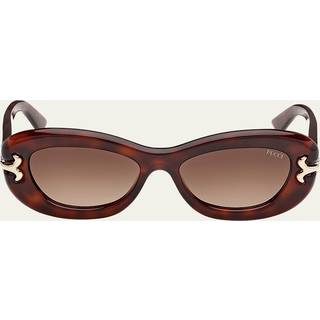 Emilio Pucci Kvinde EP0210 53F Solbriller Acetat Havana Brun Rund Normal