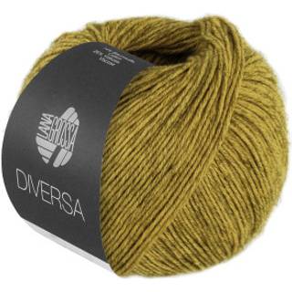 Lana Grossa Diversa 26 Pistacie Indhold: 74% bomuld, 26% viskose Vægt/Længde: 50 g = ca. 210 meter Anbefalede pinde: 3.5-4 mm Strikkefasthed: 10 x 10 cm = 24 m x 32 p Vask:Finvask 30º/ Tørres fladt.