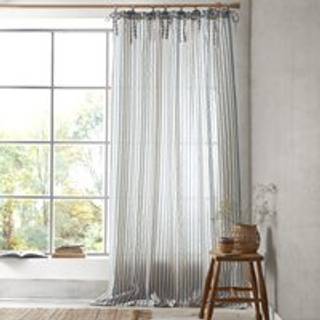 Pineapple Elephant Pineapple Elephant Blue Zanzibar Yarn Dyed Stripe Voile Curtains Panel