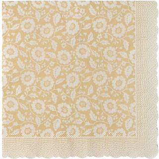 Maileg - Serviet, Blomster - Gul - 15 Cm X 15 Cm