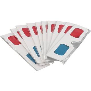 3D-briller, 10 par stereolinser af papir i røde og blå til film, sæt