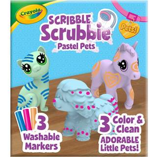 Crayola Scribble Scrubbie Pastel Pets (3CT) Grooming Pet Toy For Kids Washable Animal Figurine Arts & Crafts Gave til Girls & Boys 3+