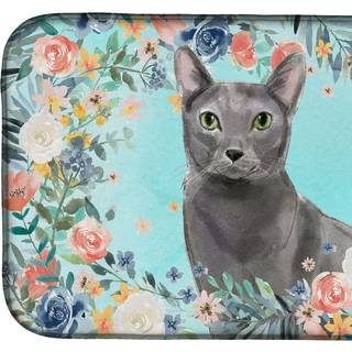 """" Caroline's Treasures CK3390DDM Blue Russian Spring Flowers Dish-Drying-Mats 14 X 21 Multicolor """"