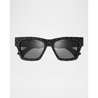 Gucci Kvinde GG1835S 006 Solbriller Acetat Sort Grå Firkantet