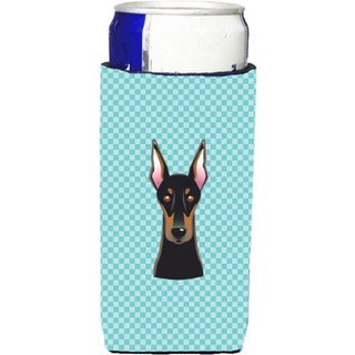 Checkerboard Blue Doberman Ultra Beverage Isolators til slanke dåser BB1183MUK