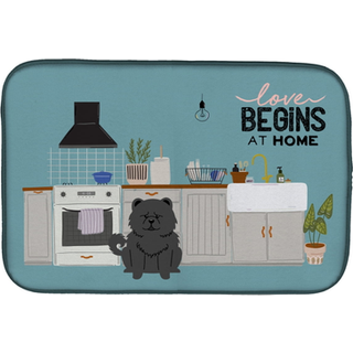 """" Caroline's Treasures CK7847DDM Black Chow Kitchen Scene Dish-Drying-Mats 14 X 21 Multicolor """"