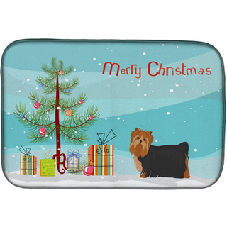 """" Caroline's Treasures CK3490DDM Yorkshire Terrier Christmas Tree Dish-Drying-Mats 14 X 21 Multicolor """"