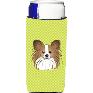 Checkerboard Lime Green Papillon Ultra Beverage Isolators til slanke dåser BB1310MUK