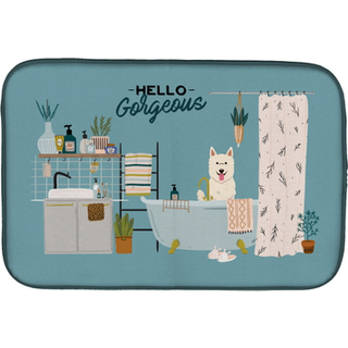 """" Caroline's Treasures CK7467DDM White German Shepherd i badekarret-tørringsmedier 14 x 21 multicolor """"