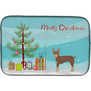"""" Caroline's Treasures CK3474DDM Miniature Fox Terrier Christmas Tree Dish-Drying-Mats 14 X 21 Multicolor """"
