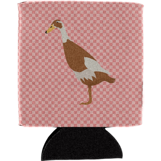 """" Caroline's Treasures Indian Runner Duck Pink Check Decorative Can Hugger Multicolor """"