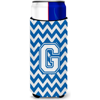 Brev G Chevron Blue and White Ultra Beverage Isulators til slanke dåser CJ1045-GMUK
