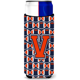 """" Letter v Football Orange Blue and White Ultra Beverage Isulators til slanke dåser CJ1066-VMUK """"