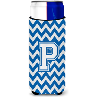Brev P Chevron Blue and White Ultra Beverage Isulators til slanke dåser CJ1045-PMUK