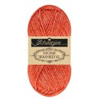 Scheepjes Stone Washed XL 883 Realger Red Indhold: 70% bomuld, 30% akryl Vægt/længde: 50 gram = ca. 75 meter Anbefalede pinde: 5.00 mm Strikkefasthed: 10 x 10 cm = 14 m x 19 p Vask: Maskinvask skåneprogram 40°C / Tørres fladt / Må stryges ved 150°C.