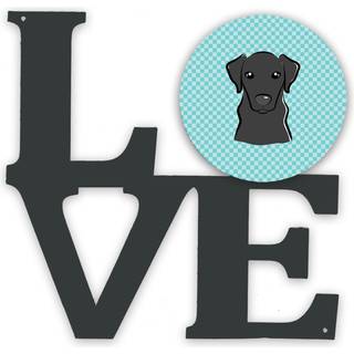 """" Caroline's Treasures Checkerboard Blue Black Labrador Metal Artwork Love Wall-Decor multicolor """"
