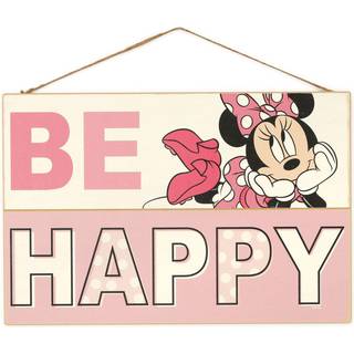 Disney Minnie Mouse Vær glad hængende trævægindretning - sød lyserød minnie museskilt til børnenes soveværelse legerum eller børnehave