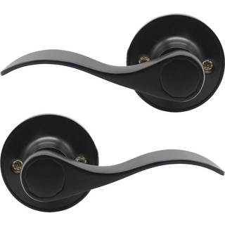 Probrico 1 par sort bølgestil dummy dørhåndtag til indvendig dør venstre hånd og højrehåndet ikke-fungerende